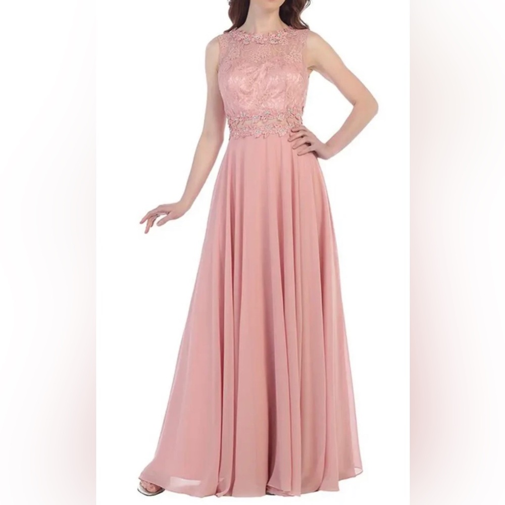 Cindy Women’s Long Formal Sleeveless Pink Evening Gown Size Small